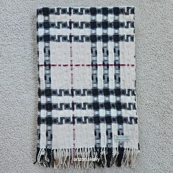 Burberry Merino Cashmere Woven Plaid Scarf - Picture 1 of 16
